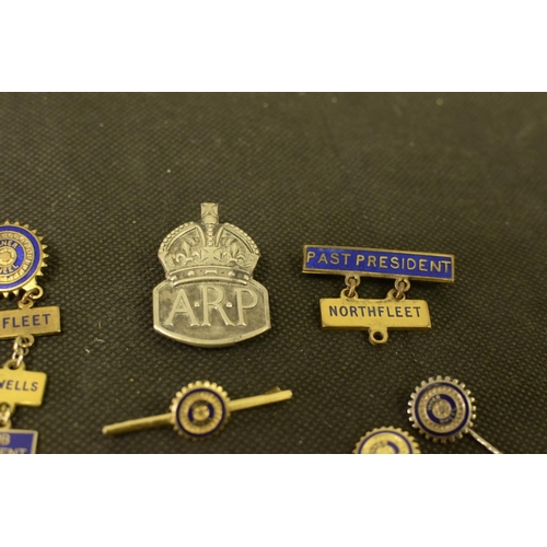 413 - A Collection of Rotary International Inner Circle Pins & Bars, Including Silver ARP Badge from WWR