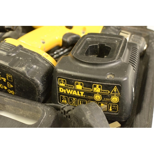 417 - Working Dewart DW954 Rechargeable Drill with 2 Batteries and a Charger