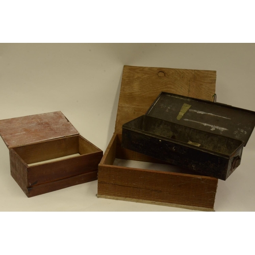 433 - A Collection of Aged Wooden Boxes and One Metal Box