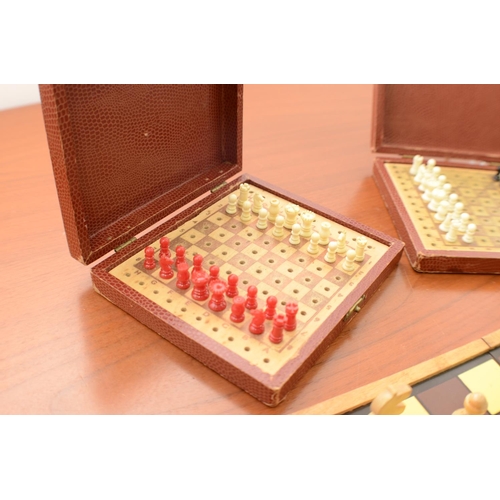 347 - 3 x Vintage Boxed Chess Sets one Magnetic