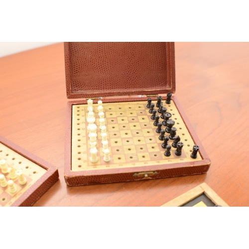 347 - 3 x Vintage Boxed Chess Sets one Magnetic