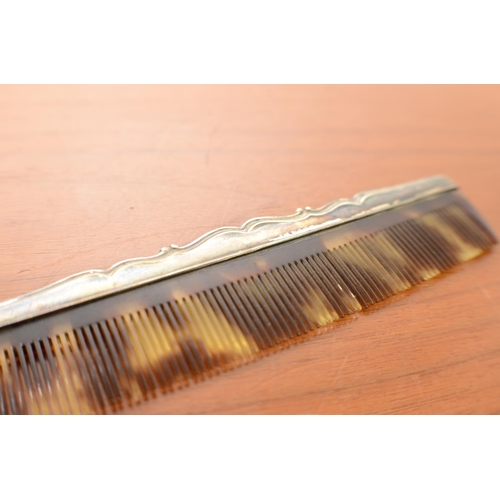 348 - Silver Hallmarked Tortoise Shell Comb