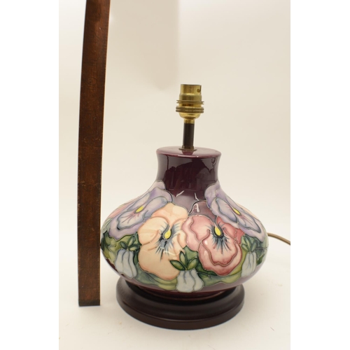 452 - Moorcroft Pansy Design Lamp By Rachel Bishop, First Quality