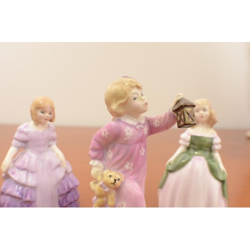 476 - 3 x Royal Doulton Figurines Penny HN 2338, Time For Bed HN 3762 and Rose HN 2123