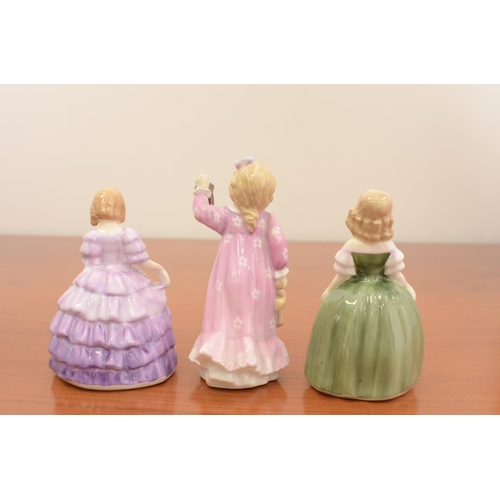 476 - 3 x Royal Doulton Figurines Penny HN 2338, Time For Bed HN 3762 and Rose HN 2123