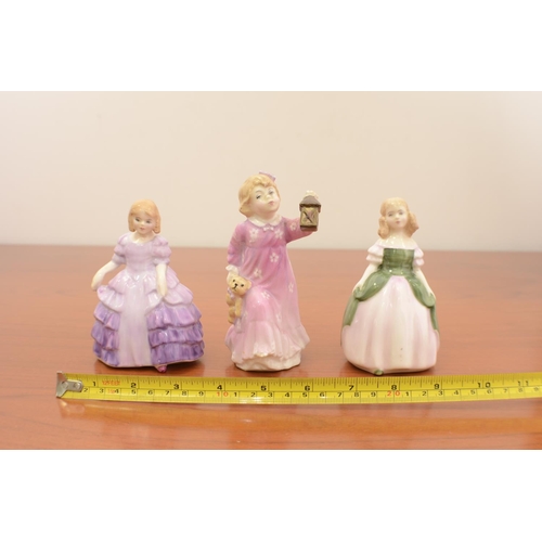 476 - 3 x Royal Doulton Figurines Penny HN 2338, Time For Bed HN 3762 and Rose HN 2123