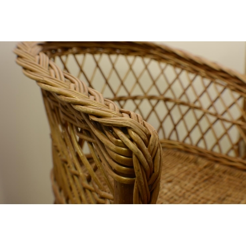 574 - 1 x Wooden Doll Cradle 54x58x34cm
1 x Childs Wicker Chair 49x38cm