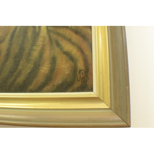 582 - Original Oil on Board Framed Two Tiger Cubs Playing P 82
59x47cm