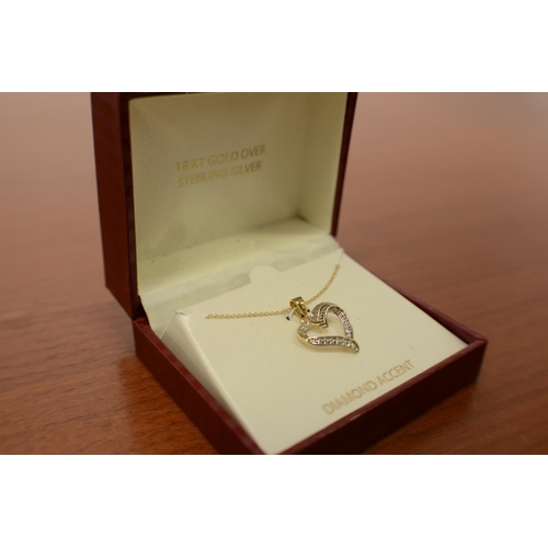 606 - 18ct Gold on Silver Heart Pendant on Chain