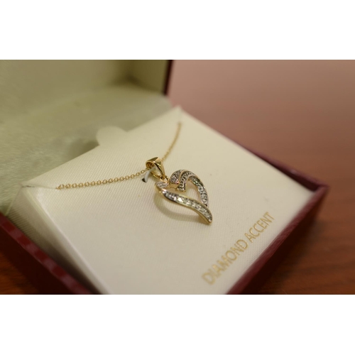 606 - 18ct Gold on Silver Heart Pendant on Chain