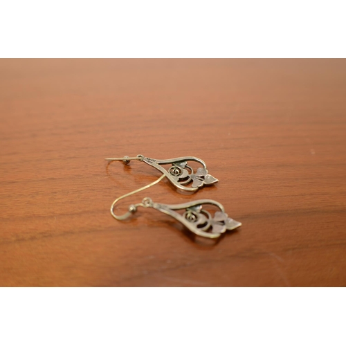 609 - Pair of Silver ornate Earrings 3cm