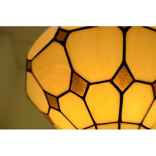 641 - Tiffany Style Floor Lamp - Fully Working - with Cream and Yellow Shade - 186cm Tall