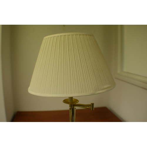 642 - Brass Effect Adjustable Floor Standing Reading Lamp - Fully Working - 158cm Tall