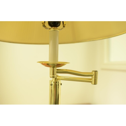 642 - Brass Effect Adjustable Floor Standing Reading Lamp - Fully Working - 158cm Tall