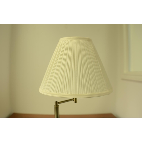 643 - Brushed Brass Effect Adjustable Floor Standing Reading Lamp - Fully Working - 140cm Tall