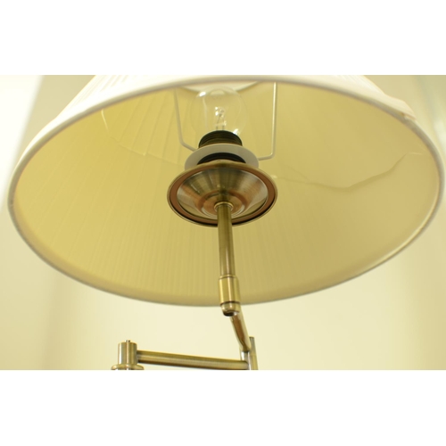 643 - Brushed Brass Effect Adjustable Floor Standing Reading Lamp - Fully Working - 140cm Tall