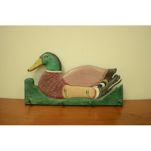 648 - Wooden Duck Coat Hanger with a Clock