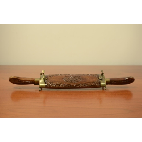 655 - Asian Twin Bladed Knife in Ornate Holder