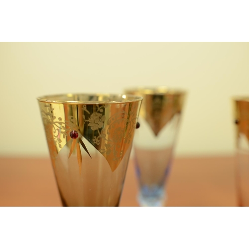 656 - Set of 4 Ornate Coloured Venetian Glasses