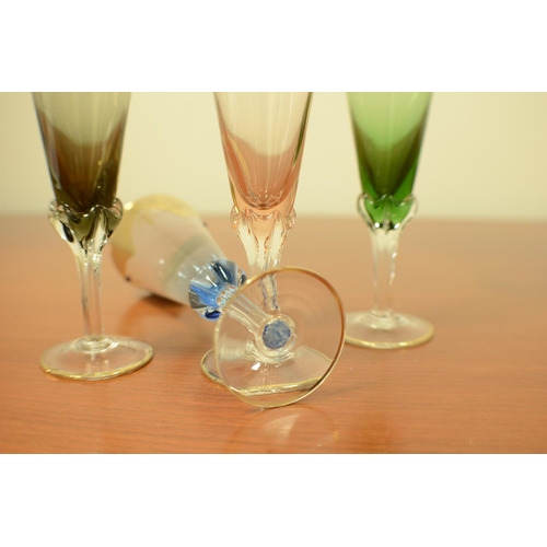 656 - Set of 4 Ornate Coloured Venetian Glasses