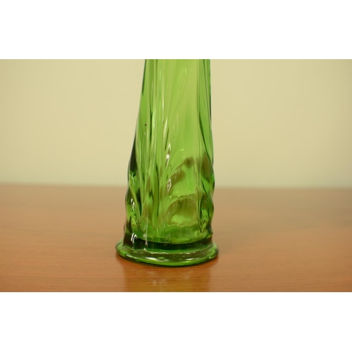 658 - Tall Green Glass Art Vase - 45cm Tall