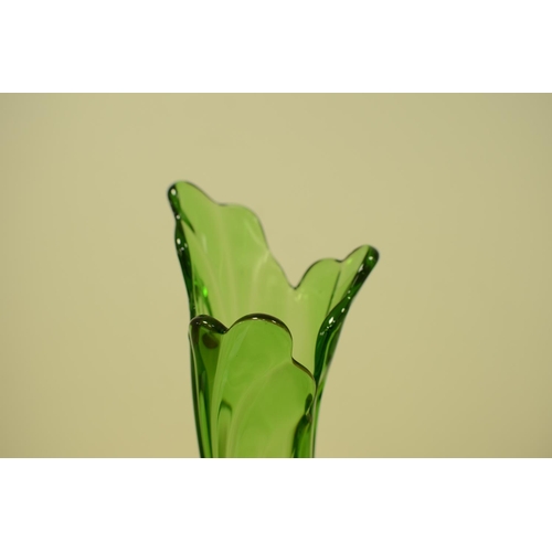 658 - Tall Green Glass Art Vase - 45cm Tall