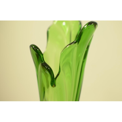 658 - Tall Green Glass Art Vase - 45cm Tall