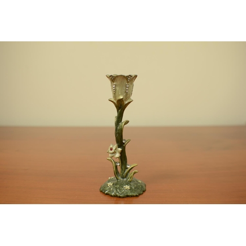 660 - Metal and Enamel Candle Holder - Very Decorative