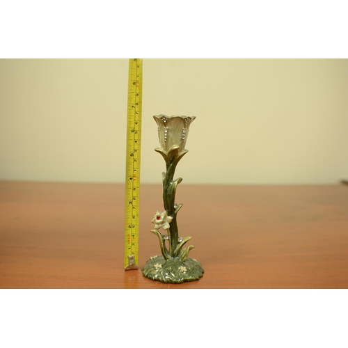 660 - Metal and Enamel Candle Holder - Very Decorative