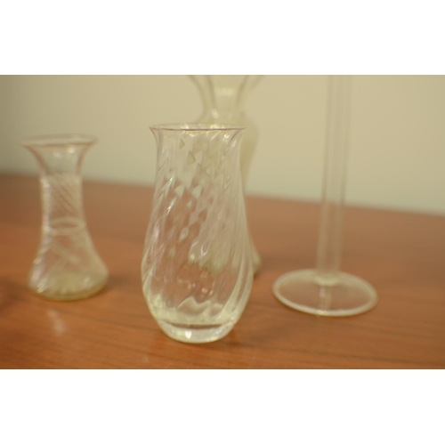 744 - 8 Various Clear Glass Vases Small Largest 15cm and smaller