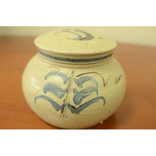 753 - 3 Studio Pottery Jug, Vase and a Pot with Lid