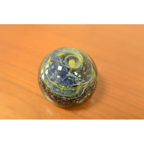 767 - 1 Paperweight with Blue and Green Swirls