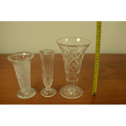 782 - 3 X Crystal Glass Vases Various sizes