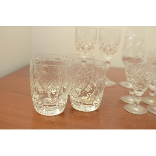 791 - A Selection of 18 Crystal Glasses including Brandy, Sherry and others