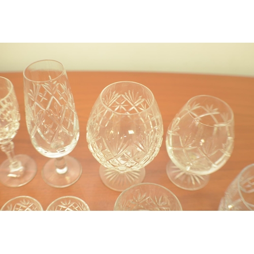 791 - A Selection of 18 Crystal Glasses including Brandy, Sherry and others