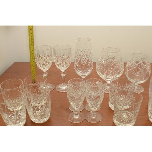 791 - A Selection of 18 Crystal Glasses including Brandy, Sherry and others