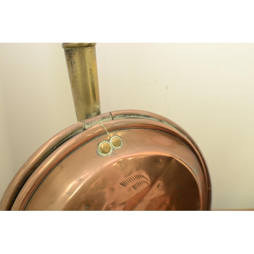 794 - A Copper Bed Warmer 109cm and a brass Coal Bucket 36x49cm