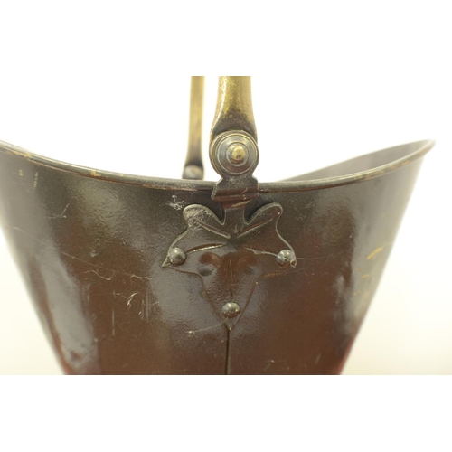 794 - A Copper Bed Warmer 109cm and a brass Coal Bucket 36x49cm