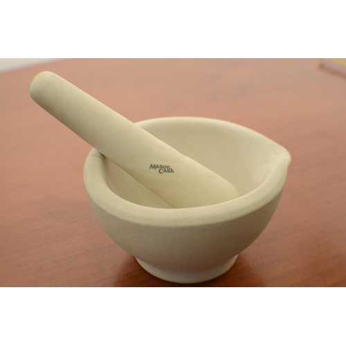 796 - Large White Serving Dish Plus a Mason Cash Pestle and Mortar