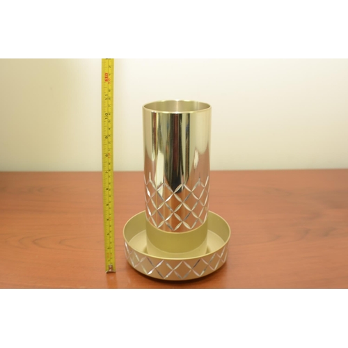 801 - Gold Decorative Vase in a Stand Metal