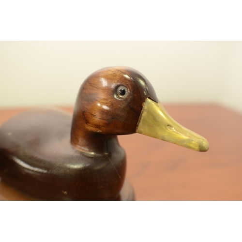 807 - Wooden Duck Book Ends with brass Beaks