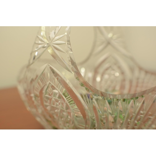 810 - A Large Crystal Glass bouquet basket 'Flower Basket' with Glass stones   Heavy