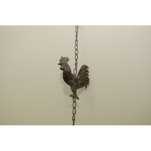 812 - Aged Wind Chime, possibly French, with Chickens and Bells 88cm