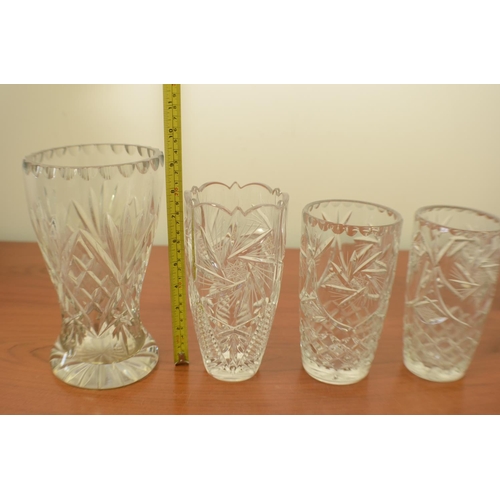 826 - 3 Heavy glass vases believed to be crystal