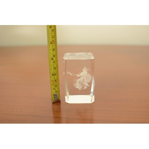 827 - 3D Image of and Indian in a Glass Paperweight