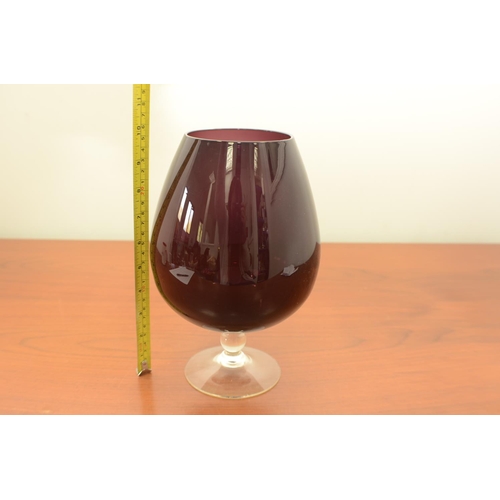 834 - Large Burgundy Brandy Style Glass