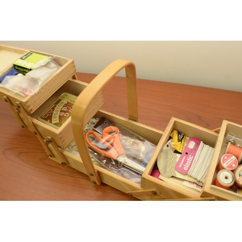 837 - A Wooden sewing Box containing various items inside