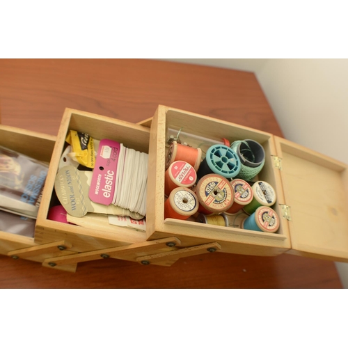 837 - A Wooden sewing Box containing various items inside