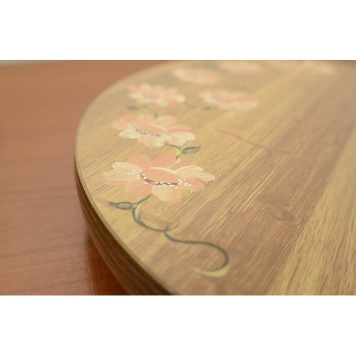 838 - 2 Laxy Susan's for Centre of table one with floral design the other plain pine look