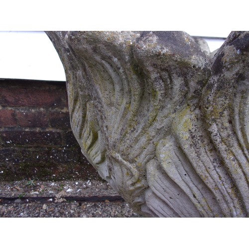 32 - Aged ornate patterned Concrete Pot on Stand with a hight of 58cm